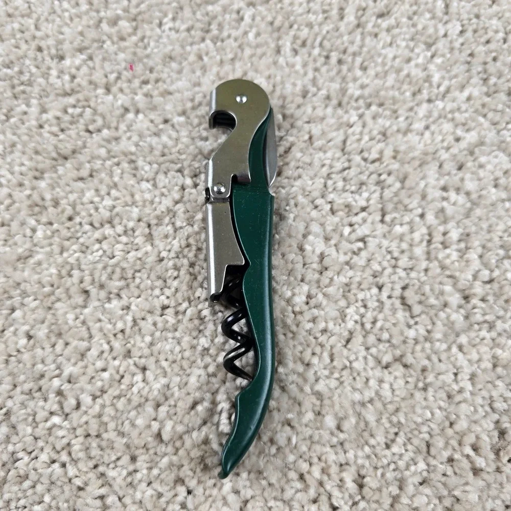Duo-Lever Wine Opener Green Waiter's Corkscrew Bottle‎ Opener Foil Cutter